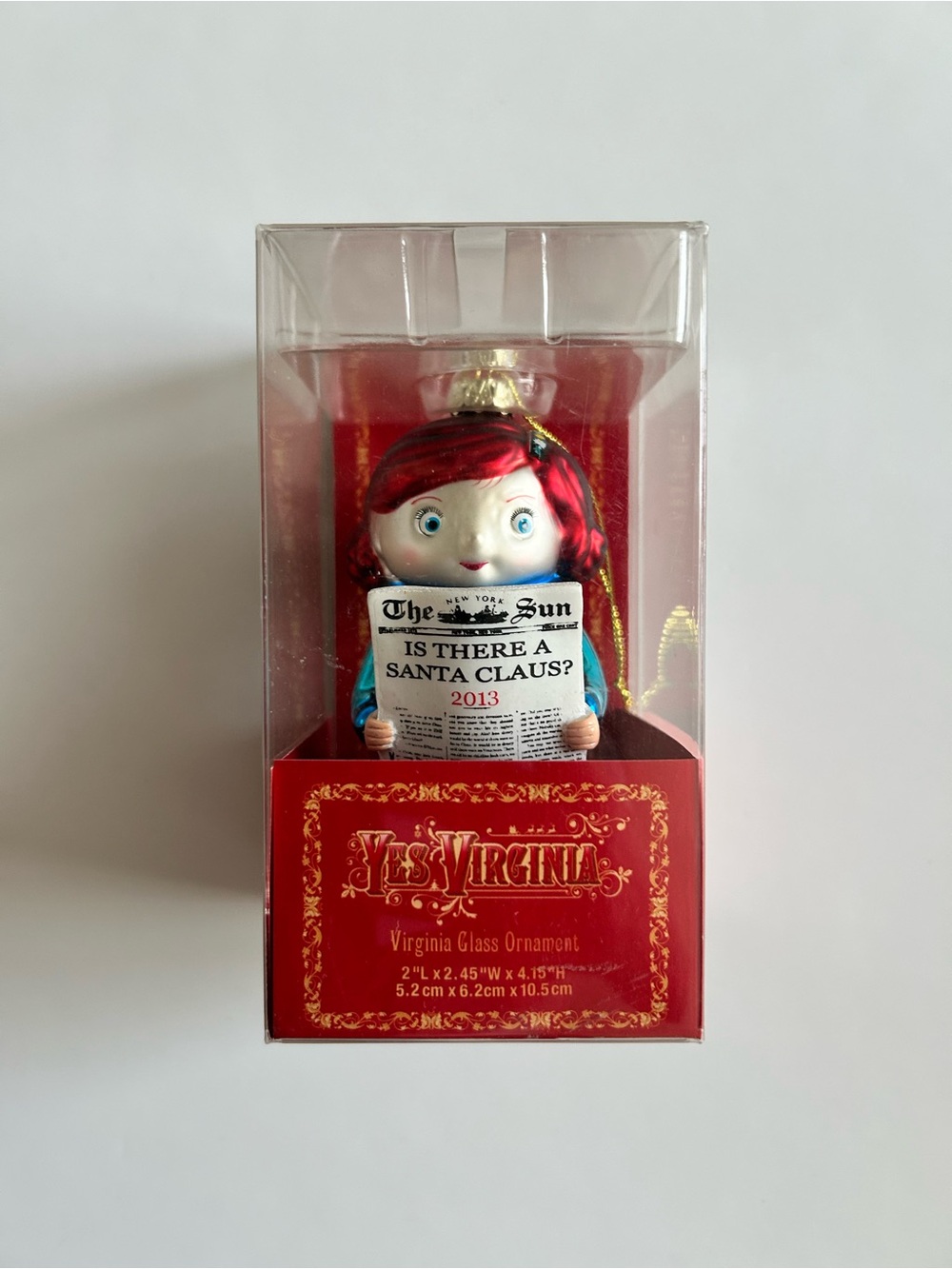 Yes Virginia Santa Glass Ornament Macy's Girl 2013 New In Box